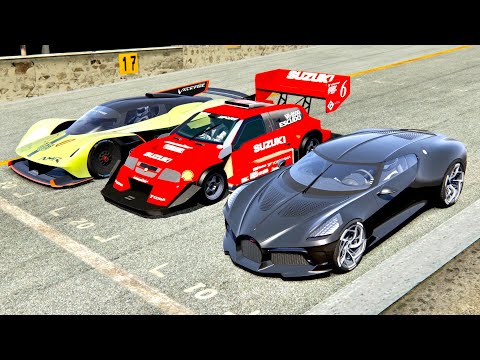 Bugatti La Voiture Noire vs Suzuki Escudo Pikes Peak vs Aston Martin AMR Pro - Monza