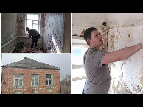 НАЧАЛИ РЕМОНТ ДОМА//ОБОДРАЛИ СТЕНЫ//ДОМ В ДЕРЕВНЕ