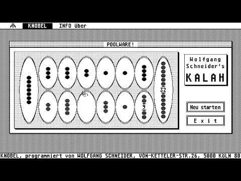 ATARI ST KALAH KNOBEL Wolfgang Schneider 16 05 1992 MONO CHROME BW HIGH RESOLUTION 640x400x2