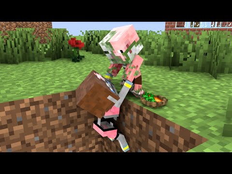 Baby Skeleton Girl and Baby Zombie Pigman - Sad Story - Minecraft Animation