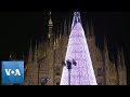 Eco Friendly Tree Made Of Christmas Lights In Italy Is Lit Up