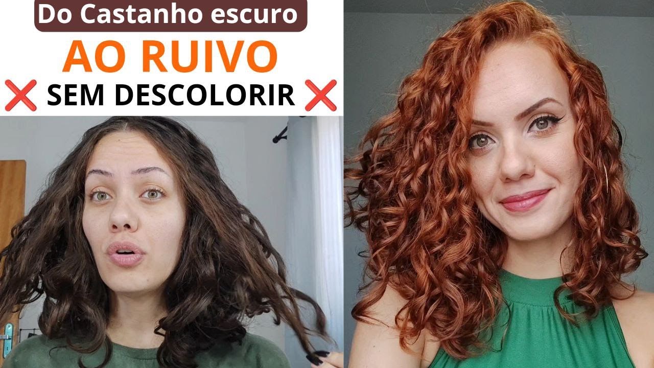 Transformação sem descoloração: Do castanho escuro ao ruivo laranjinha em casa - Resultado incrível!