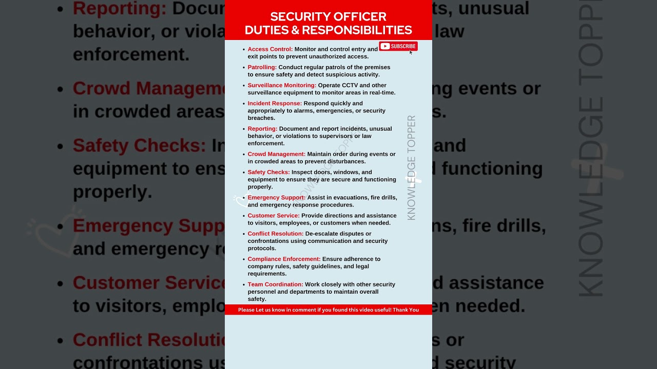 Security Officer Job Duties and Responsibilities