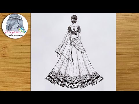 Girl With Beautiful Lehenga || How to Draw a Girl with Beautiful Traditional Dress || Mandala Art