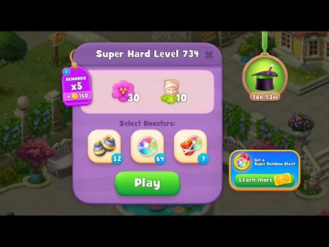 Gardenscapes Level 734 Walkthrough "No Boosters Used"