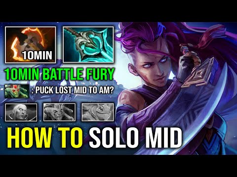 How to Solo Mid AM 10Min Battle Fury Unlimited Mana Burn 100% Hard Counter Medusa Dota 2