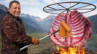 Roasting Massive Asado-Style Beef Ribs in the Wilderness