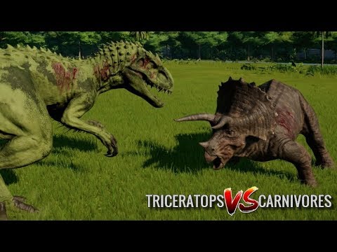 Triceratops vs T-Rex, Indominus Rex, Indoraptor, Spinosaurus, Spinoraptor, Giga, Carcha & Allo