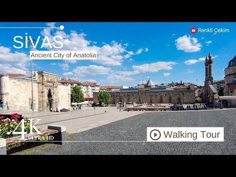 4K Sivas City Center Walking Tour | Turkey Walk Tour 2023
