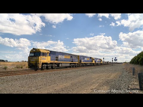 4PM4 Pacific National Steel Train With NR60 NR49 NR106 At Gheringhap (17/3/2024) - PoathTV Railways