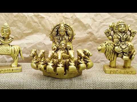Nav Grah Nine Heavenly Bodies and Nine Planets Deities in Brass According to Hinduism video