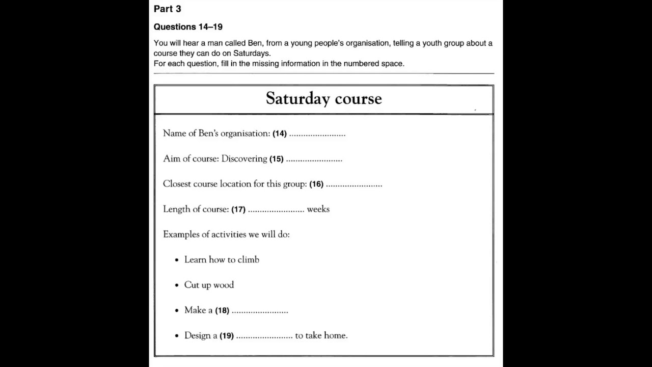 Listening B1, PET 1 for Schools, Test 1, Part 3