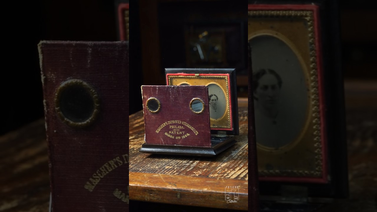 Stereoscopic viewfinder of a lady on ferrotype