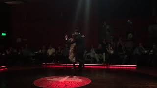 Jésica Gómez y Franco Andrada baila junto a Sara Parnigoni y Emiliano Alcaraz en Maldita Milonga