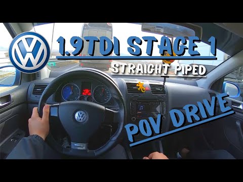 Straight Piped VW Golf 5 1.9tdi+++ (Stage 1 145hp) | POV Test Drive (60FPS)