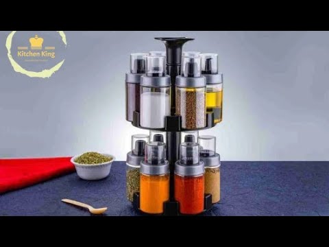 Neural condiment set spice rack - premium multipurpose revol...