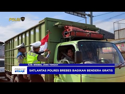 SATLANTAS POLRES BREBES BAGIKAN BENDERA MERAH PUTIH GRATIS