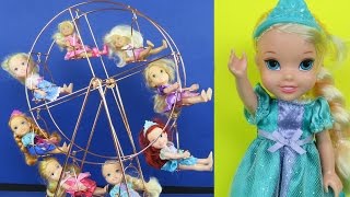 FERRIS WHEEL! ELSA & ANNA toddlers at FAIR! Amusement Park, Cotton Candy! Other kids join them