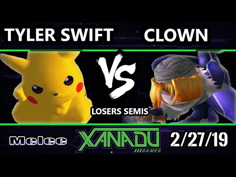 S@X 291 SSBM - Tyler Swift (Pikachu) Vs. Clown (Sheik) - Smash Melee Losers Semis