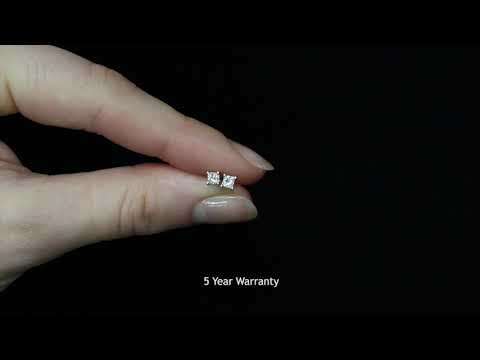 18ct White Gold 0.30ct Claw Set Princess Cut Diamond Stud Earrings HJ426