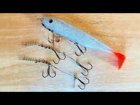 How to make your own Stinger rigs for BIG soft lures! (easy)