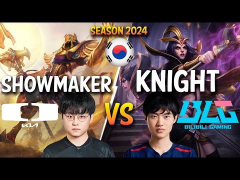 DK ShowMaker vs BLG Knight - ShowMaker AZIR vs Knight LEBLANC Mid - Patch 14.6 KR Ranked CHALLENGER