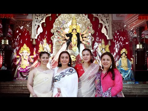 Kajol Durga Puja 2025 Day 1 | Rani Mukherjee, Tanisha, Sharbani Mukherjee | Maa Durga Murti Reveal