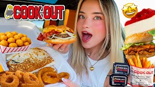 BIG COOKOUT MUKBANG! cookout tray, burgers, fries, cheesecake & more!
