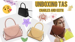 UNBOXING N REVIEW TAS PINK CROCO CHARLES AND KEITH YANG SUPER KEREN DAN BAGUS !!! KOLEKSI YABSHOP