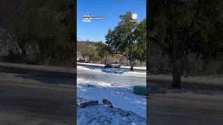 Car Spins and Spins on Icy Road in Texas