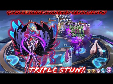 Saint Seiya Awakening - Garuda Aiacos Awakened Repair Cloth Sacred Duel Test Review! Triple Stun!