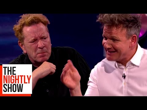 Chef Gordon Ramsay Demonstrates How to Make Sushi for Johnny Rotten of the Sex Pistols