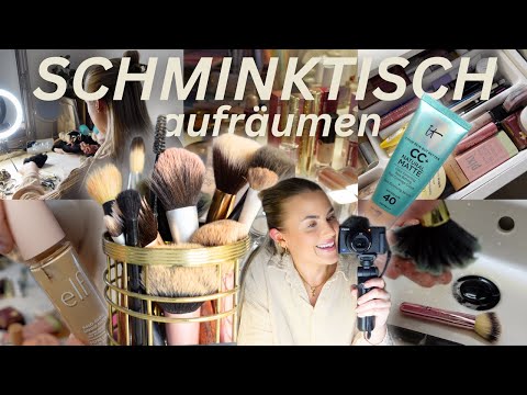 CLEANING UP THE MAKEUP TABLE 💄 *extremely dirty* | My makeup collection, Clean with me & Organiza...