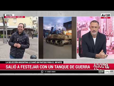 FESTEJOS CON UN TANQUE DE GUERRA EN LA VILLA DE MERLO SAN LUIS, PASAMOS A LA FINAL