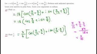 Trig: Product and quotient of two complex numbers in polar form