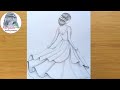 How To Draw A Girl With Beautiful Dress Step By Step Pencil Sketch For Beginners Girl Drawing