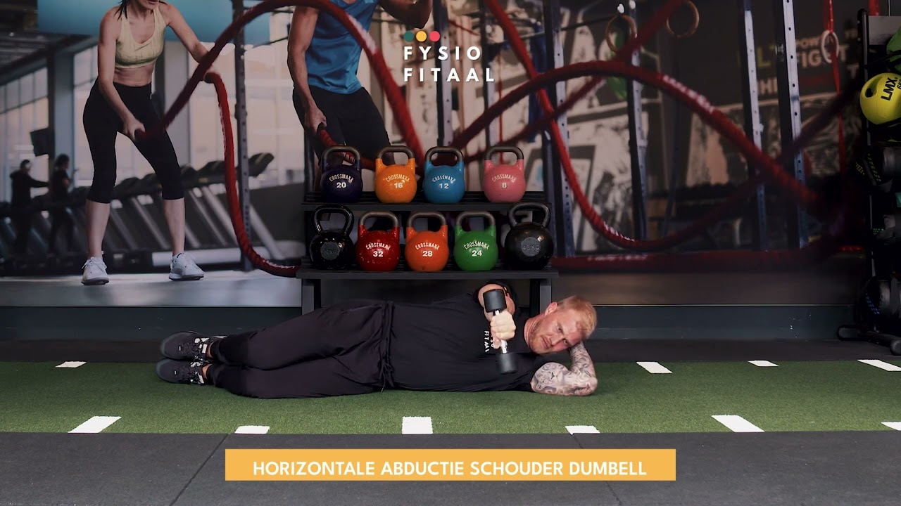 Video thumbnail: Horizontal abduction shoulder dumbell - instructional video