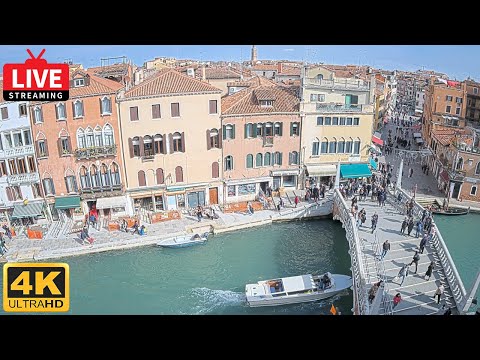 🔴 4K View of the Ponte delle Guglie and Strada Nova - Live Stream from Hotel Marte Venice
