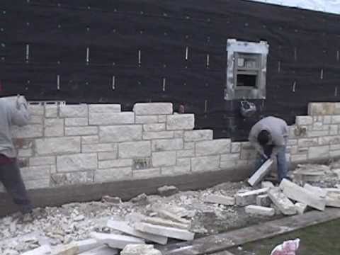 Installing the Limestone Exterior Walls