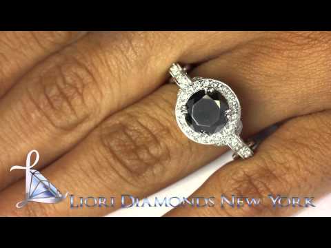 BDR-240 - 3.20 Carat Certified Natural Black Diamond Engagement Ring 18k White Gold