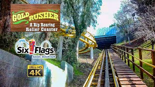2024 Gold Rusher Roller Coaster On Ride Front Seat 4K POV Six Flags Magic Mountain