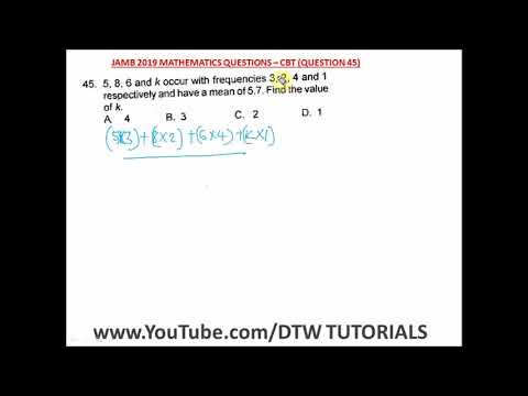 Mean Statistics (JAMB Past Question 2019 Solved - Qst 45)