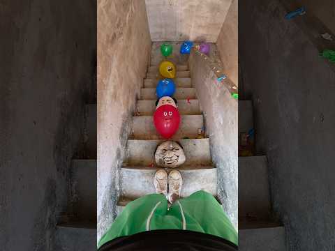 👣🎈💥Challenge the staircase obstacle course and pop the colorful balloons!#shorts