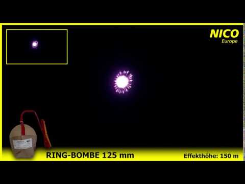 NICO Europe Archiv - Ring-Bombe Spezial 125 mm, Grass Green w/Silver Ring & glittering pistil