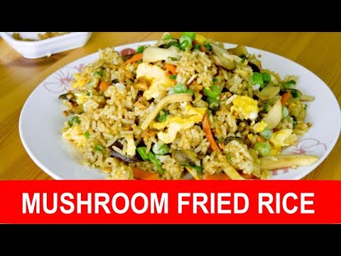 Mushroom fried rice recipe with egg, carrot and peas