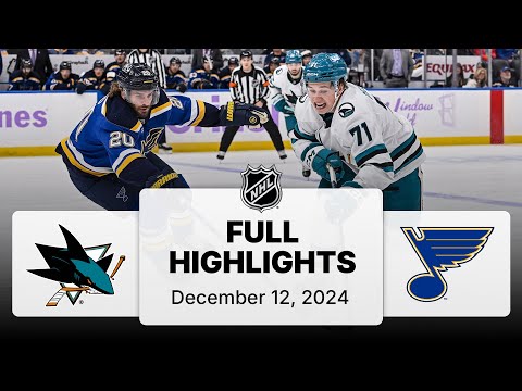 NHL Highlights | Sharks vs. Blues - December 12, 2024