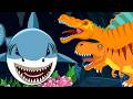 We Re Going On A T Rex Dinosaur Hunt Vs Spinosaurus Hunt Vs Shark Hunt Preschool Songs Rhymes