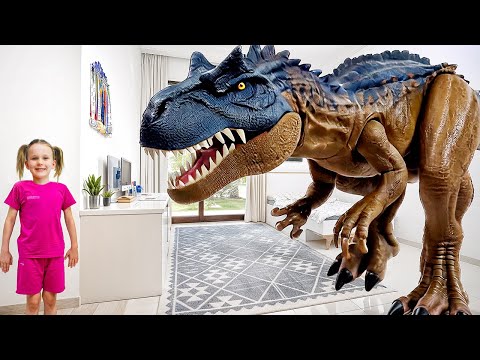 Giant Dinosaurs Run Through the House! Educational Adventure