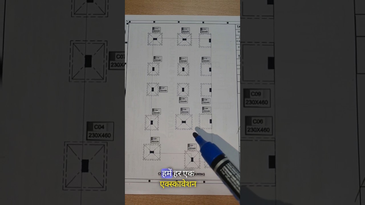 Column & footing drawing | Excavation Work | #civilengineer #civilengineering  #viralshorts