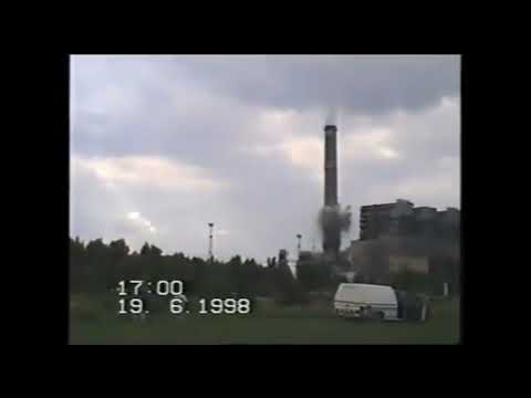 Sprengung Kraftwerk Hagenwerder - Schornstein Werk III am 19.06.1998